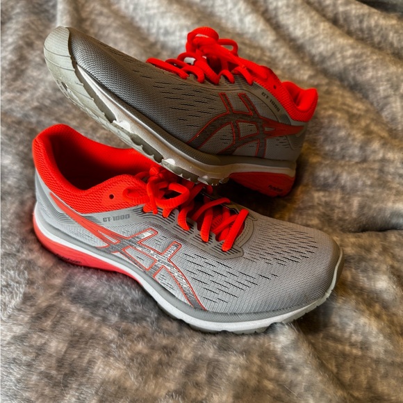 ASICS GT-1000 Gray and Orange Running Shoes - Picture 4 of 9